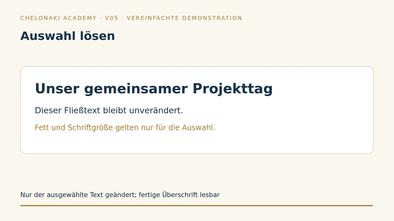 Text steht bereits