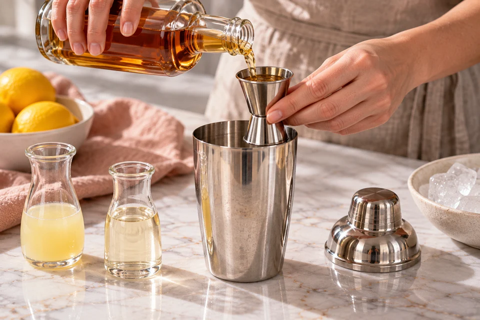 Whiskey Sour ohne Ei: Abmessen