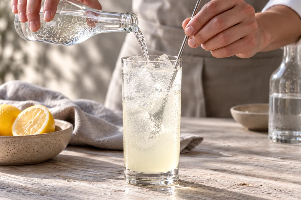 Tom Collins: Soda angießen