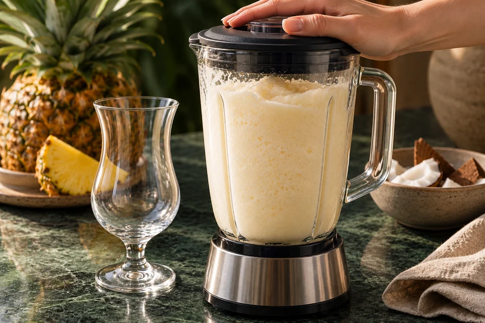 Piña Colada mit Kokosmilch (Hausvariante): Mixtextur