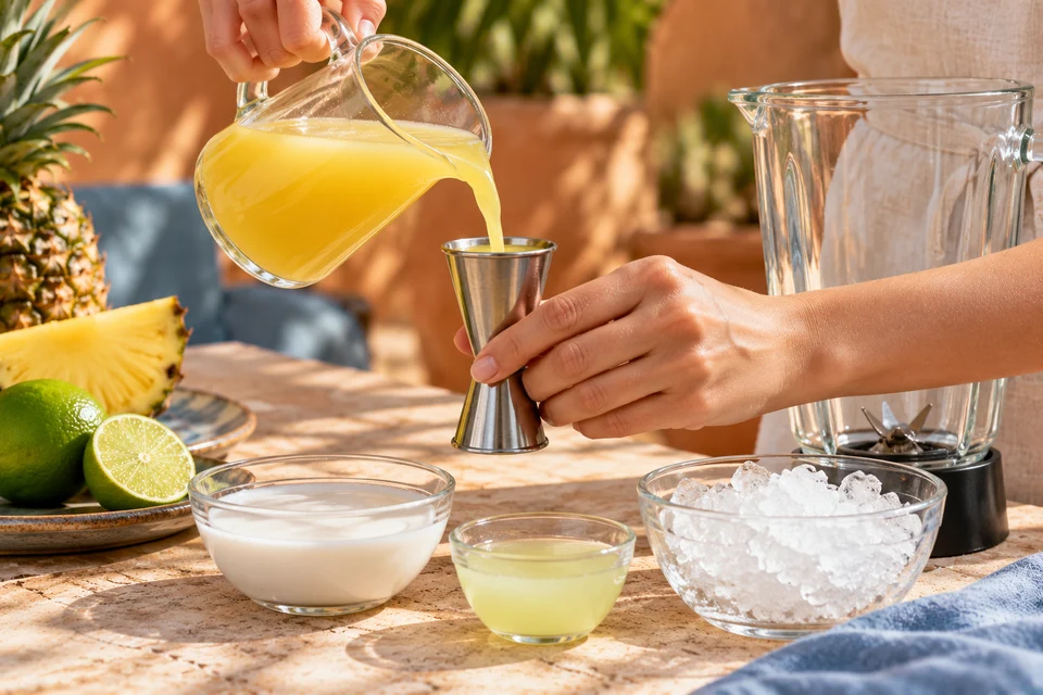 Ananas-Kokos-Mocktail: Abmessen