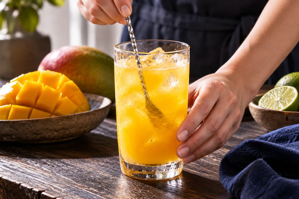 Mango-Limetten-Cooler: vorsichtiges Verrühren