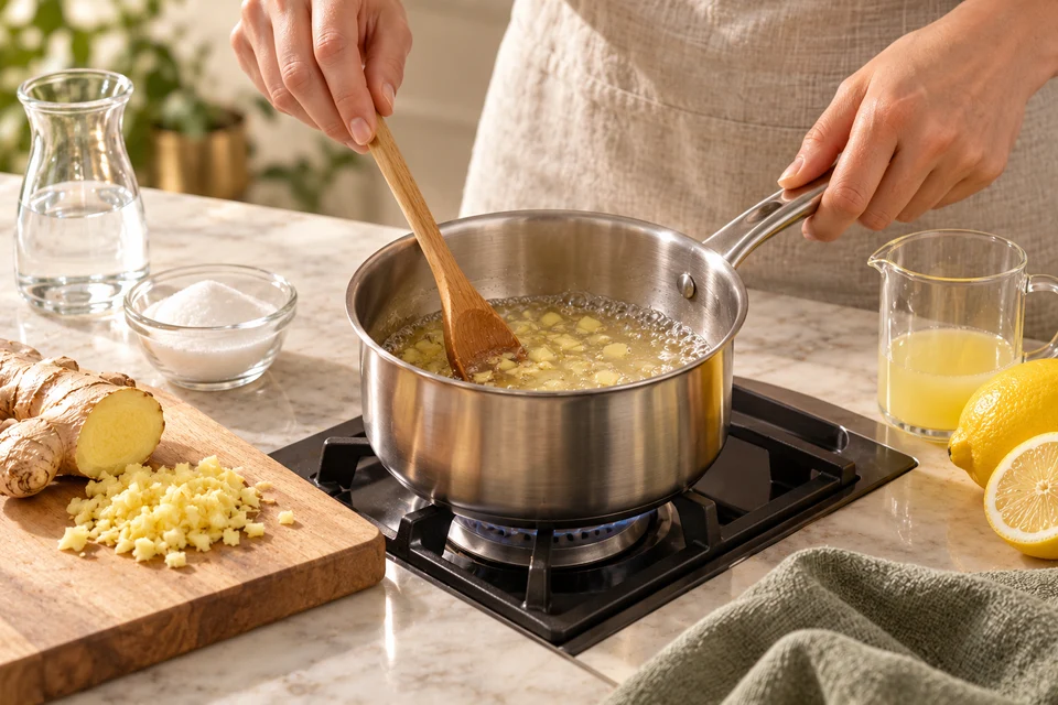 Ingwer-Zitronen-Fizz: Sirup kochen