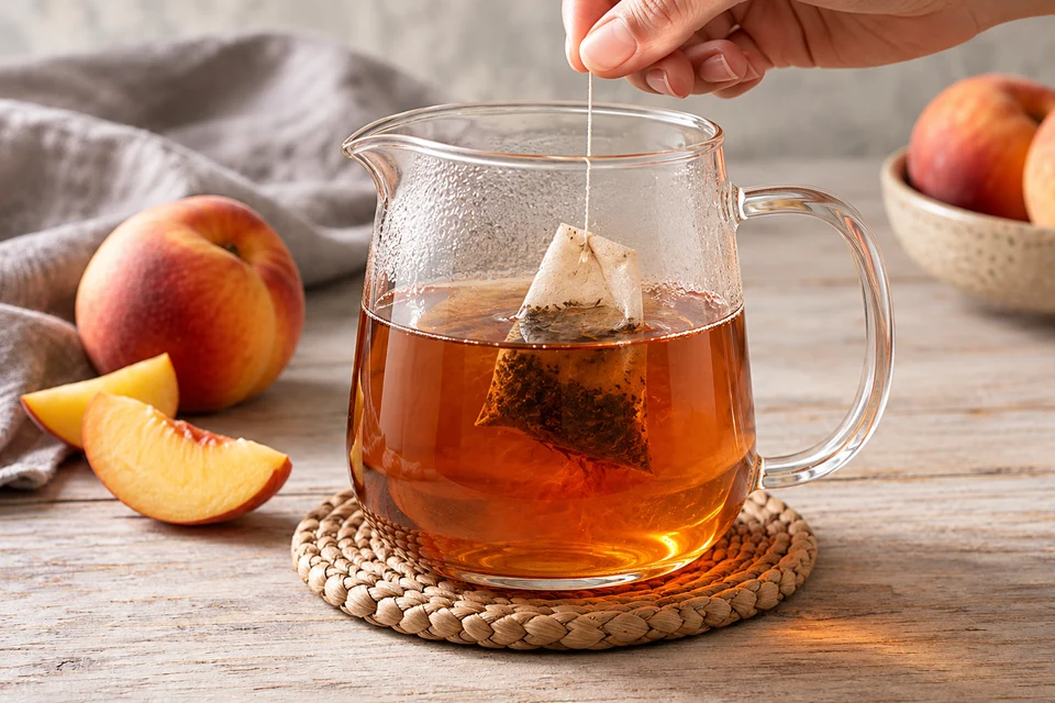 Pfirsich-Eistee-Spritz: Tee ziehen lassen