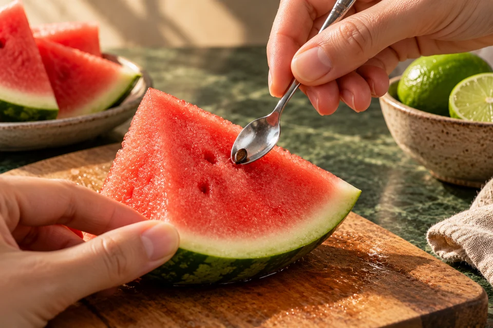 Wassermelonen-Limetten-Slush: Kerne entfernen