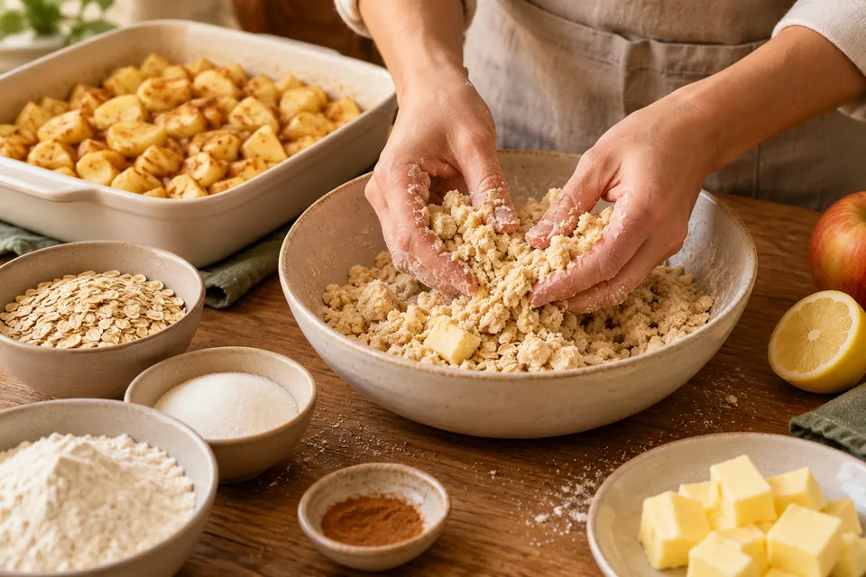 Apfel-Crumble: Streusel reiben