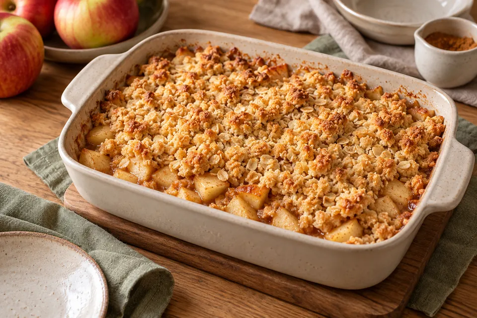 Apfel-Crumble: fertige Oberfläche