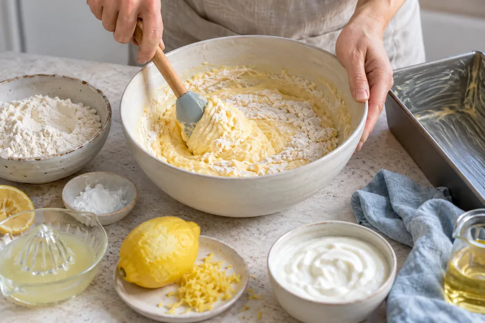 Zitronen-Joghurt-Kuchen: Teig nur kurz mischen