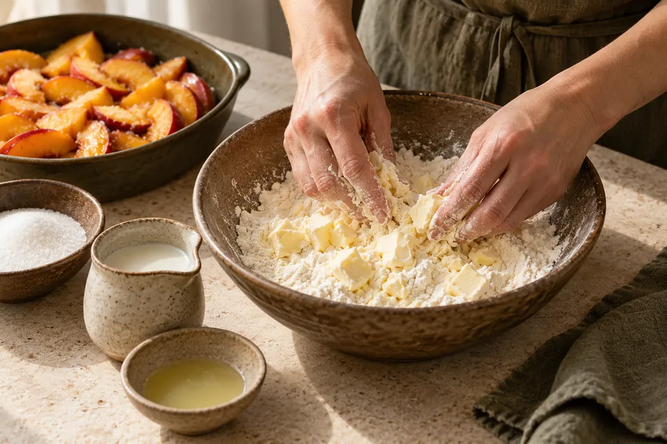 Pfirsich-Cobbler: Butter einreiben