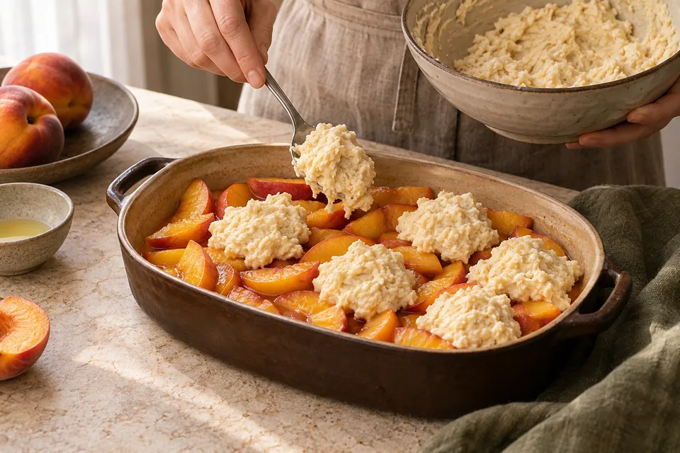 Pfirsich-Cobbler: Teigkleckse