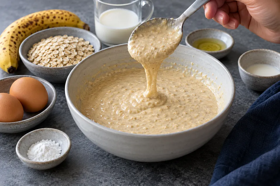 Bananen-Hafer-Pancakes: dickflüssiger Teig