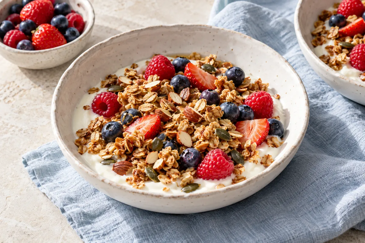 Joghurt mit selbst geröstetem Granola