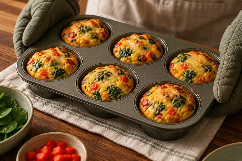 Herzhafte Frühstücksmuffins: feste Mitte