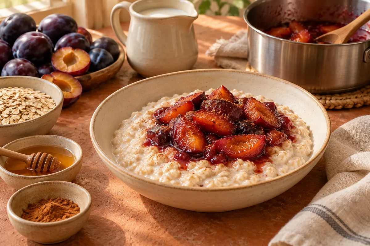 Haferporridge mit Zwetschgen