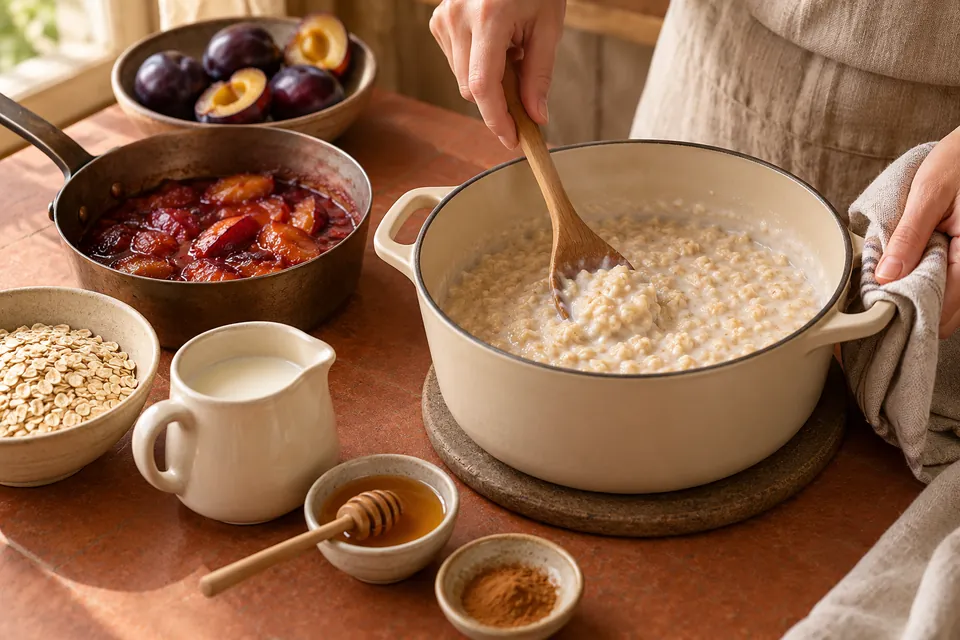 Haferporridge mit Zwetschgen: Haferkonsistenz