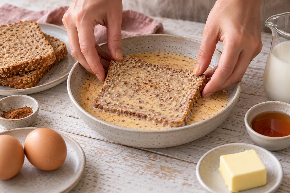 Vollkorn-French-Toast: kurz einweichen