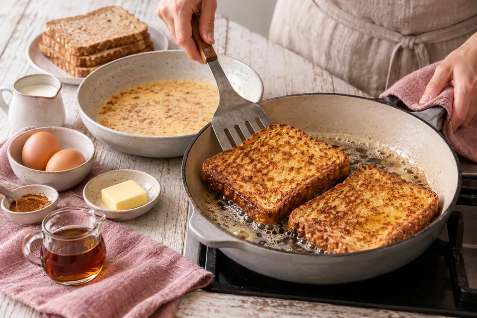 Vollkorn-French-Toast: gleichmäßig bräunen
