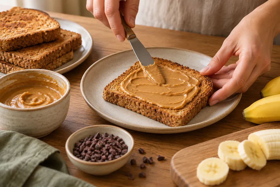 Erdnuss-Bananen-Toast: Mus verstreichen