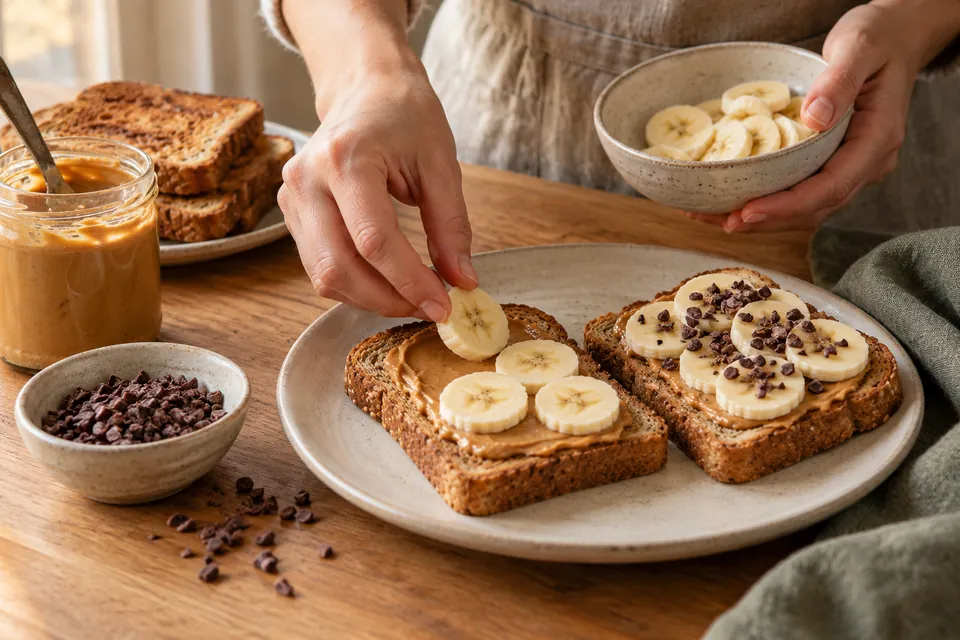 Erdnuss-Bananen-Toast: Scheiben legen