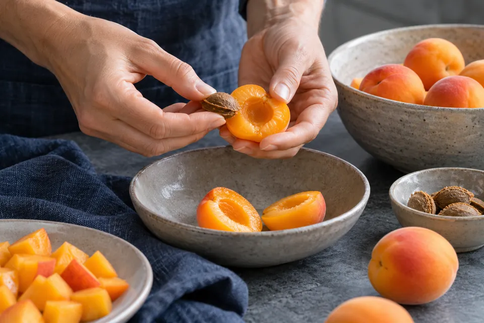 Hirsebrei mit Aprikosen: Frucht entsteinen