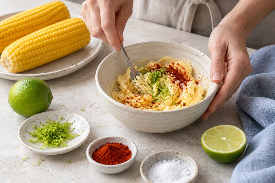 Mais mit Limettenbutter: Butter mischen