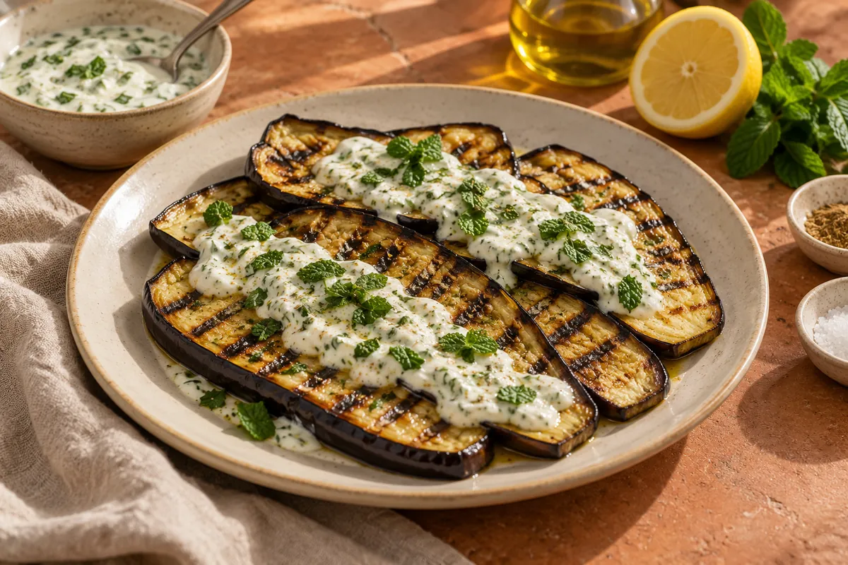 Auberginen vom Grill mit Joghurt
