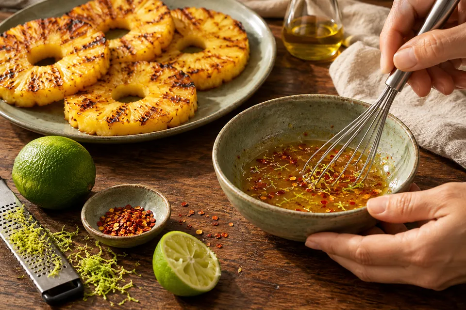 Ananas mit Chili-Limette: Limettenglasur