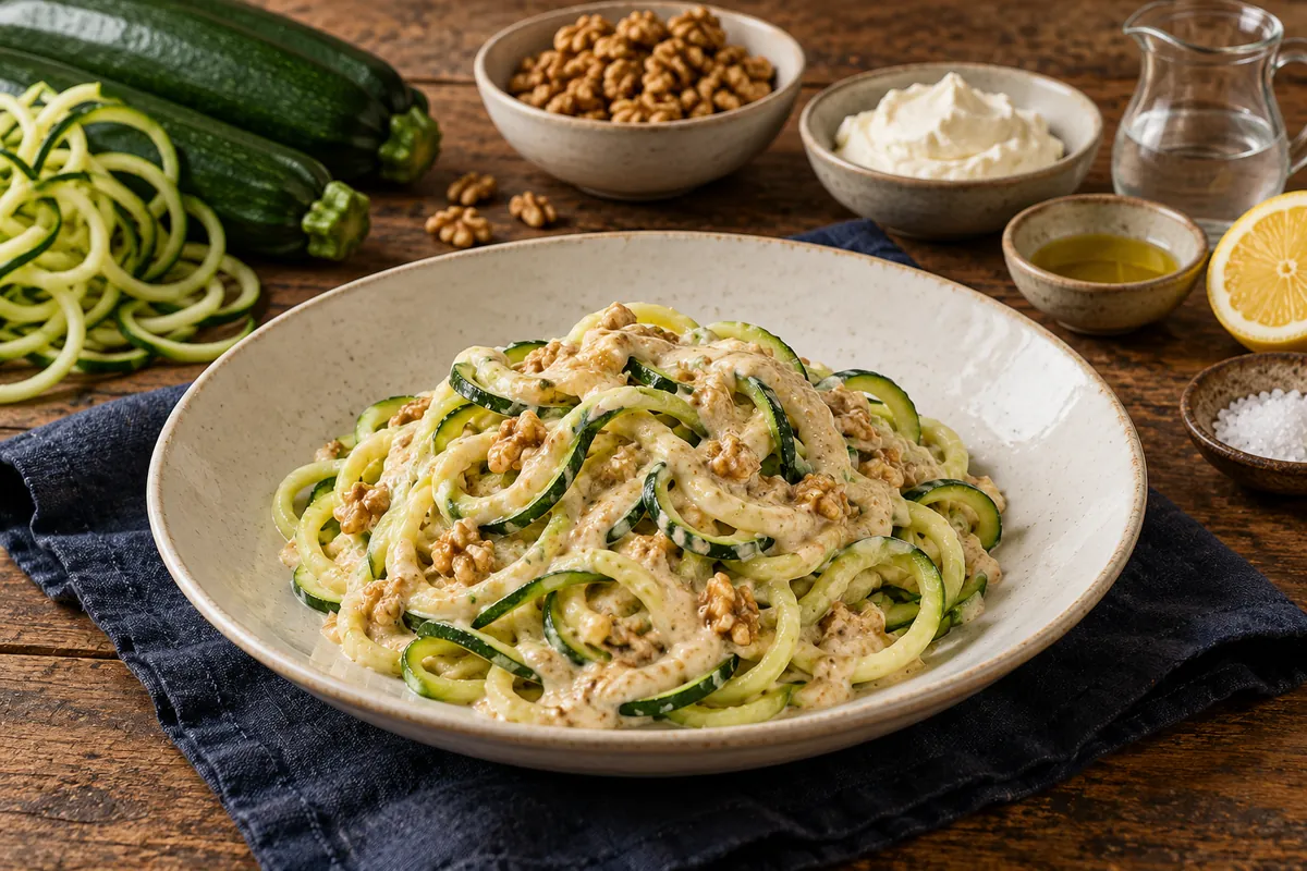 Zucchininudeln mit Walnusssauce