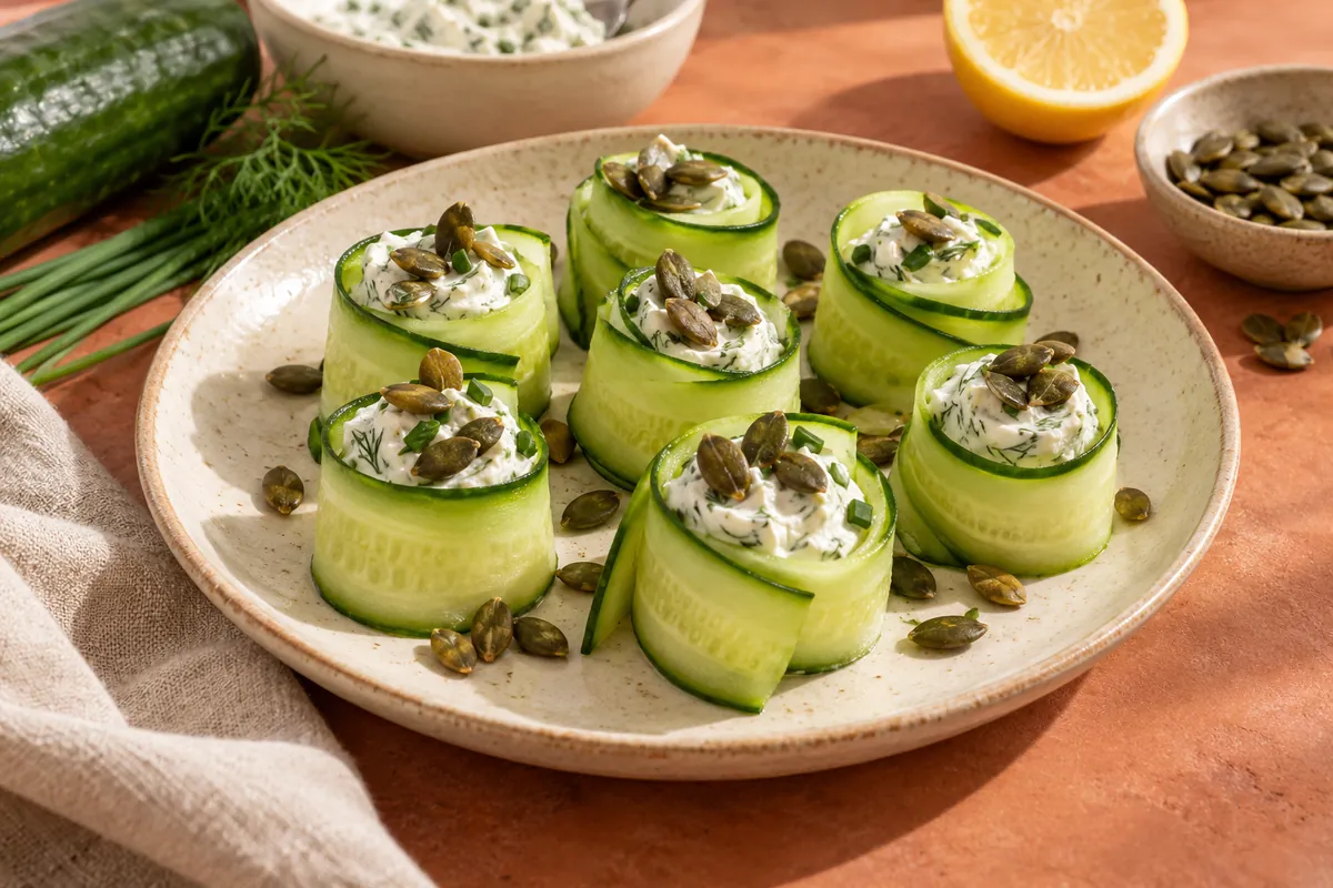 Gurkenröllchen mit Kräuterquark