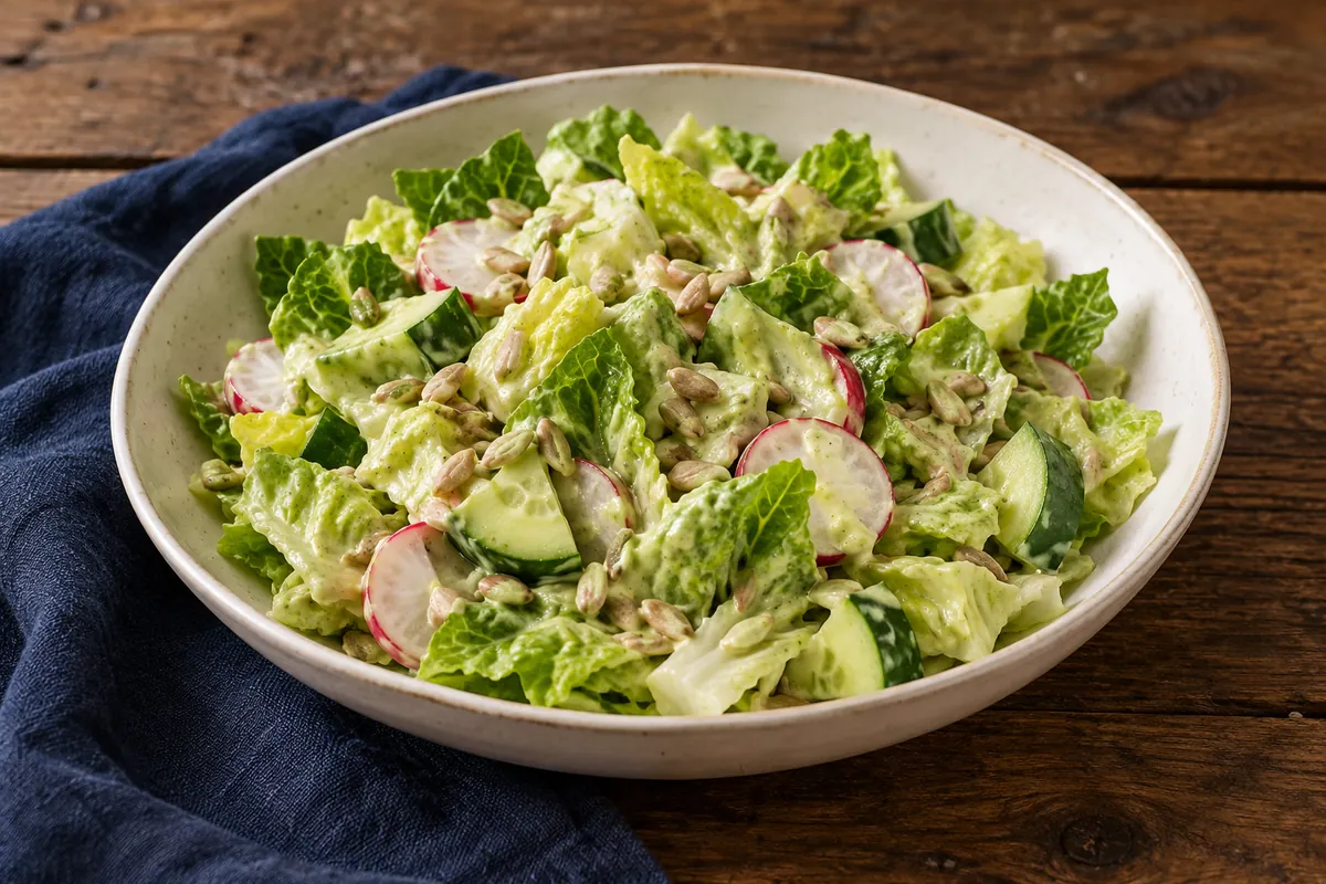 Romanasalat mit Avocadodressing