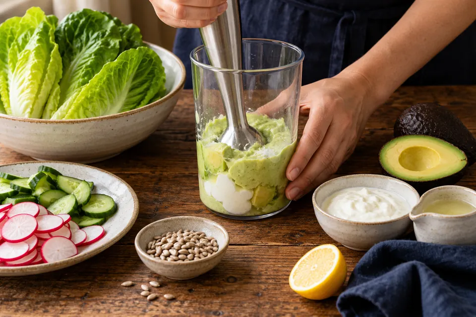 Romanasalat mit Avocadodressing: Dressingmix