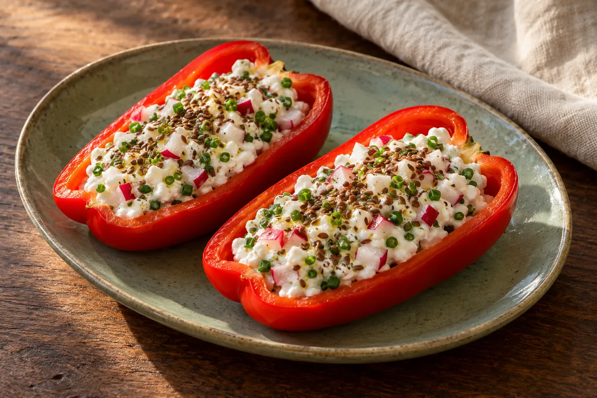 Paprika-Hüttenkäse-Boote
