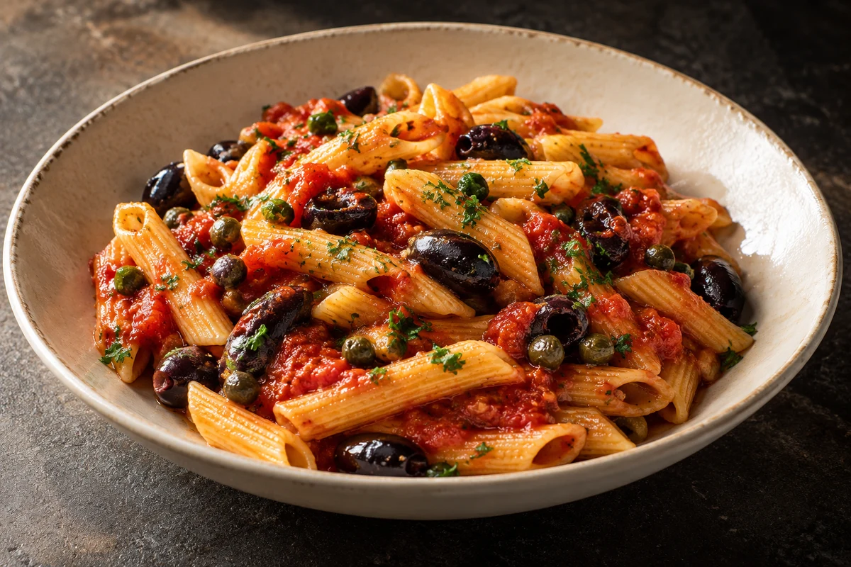 Tomaten-Oliven-Pasta