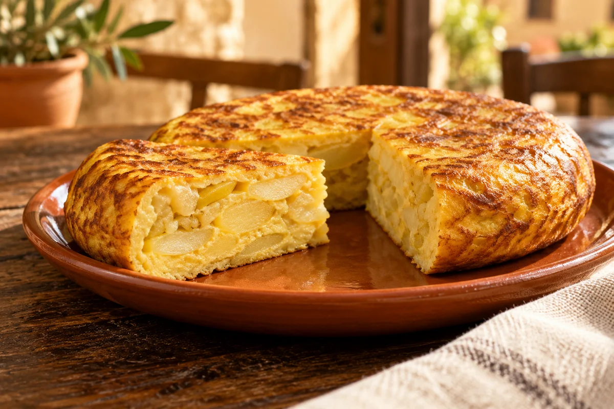 Tortilla de patatas – vollständig gestockt · KI-Illustration