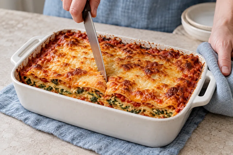 Spinat-Ricotta-Lasagne: Garprobe