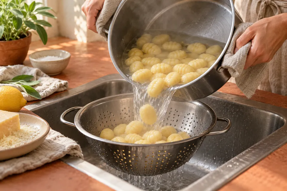 Gnocchi mit Salbeibutter: Gnocchi abgießen