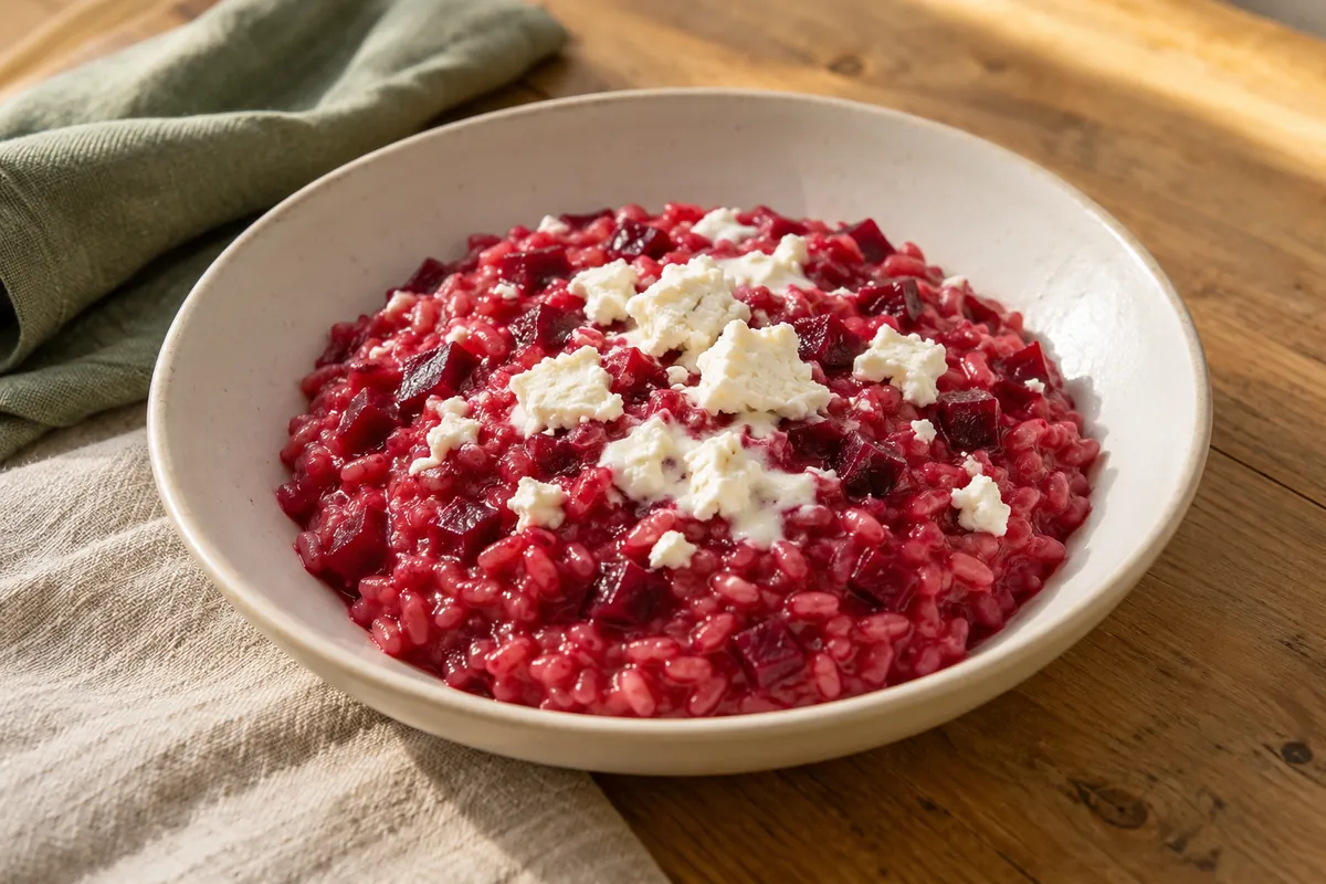Rote-Bete-Risotto mit Ziegenkäse