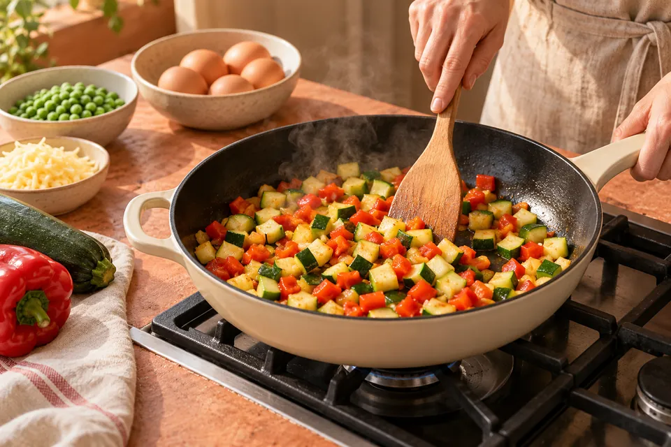 Gemüse-Frittata: Gemüse anbraten