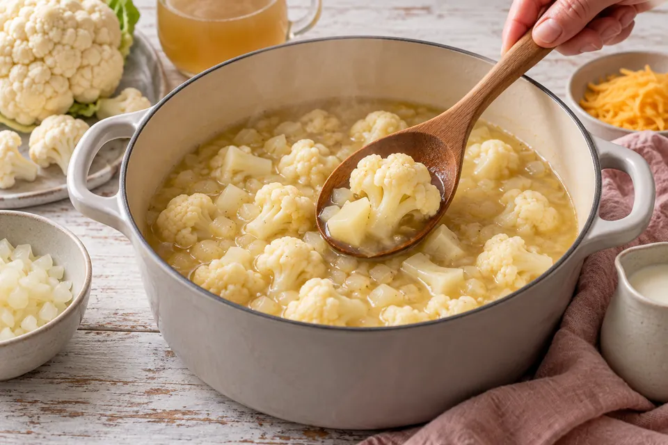Blumenkohl-Käse-Suppe: weiche Röschen