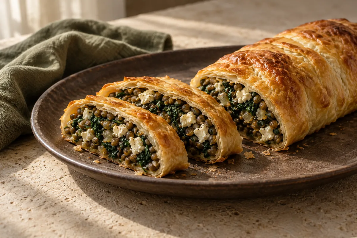 Linsen-Spinat-Strudel