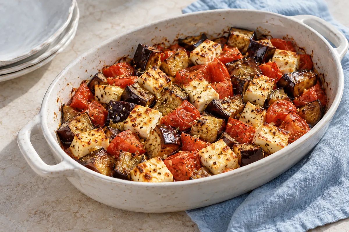 Ofenaubergine mit Halloumi