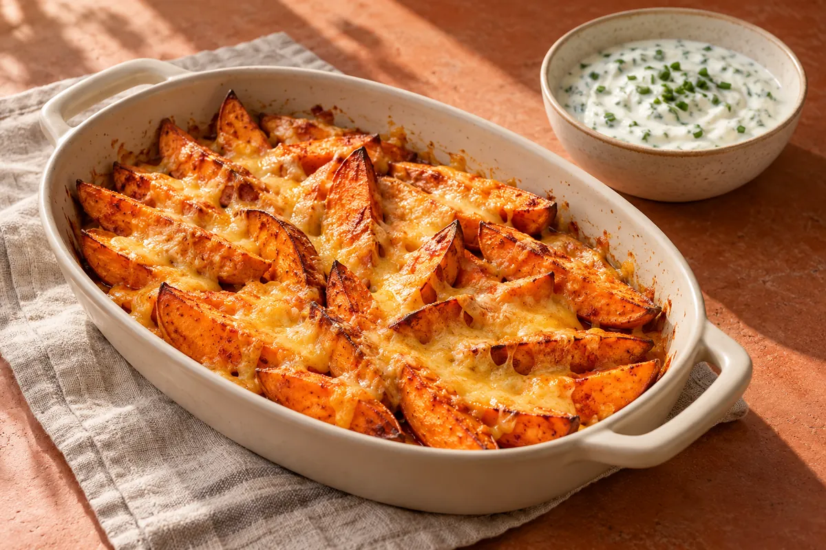 Überbackene Süßkartoffelspalten