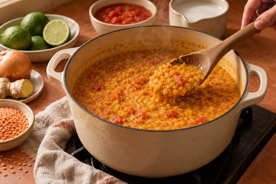 Rotes Linsen-Dal: cremige Linsen