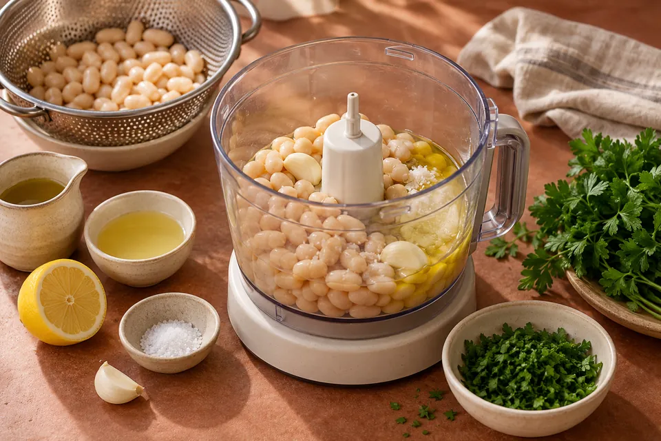 Weiße-Bohnen-Dip mit Kräutern: Mixzutaten