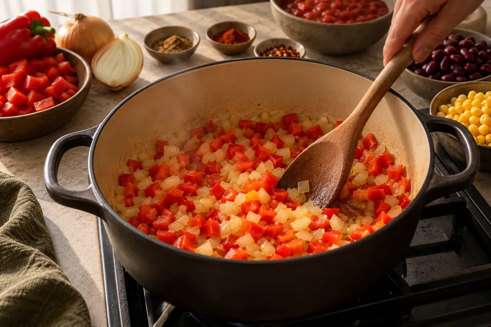 Chili sin Carne: Gemüse anrösten