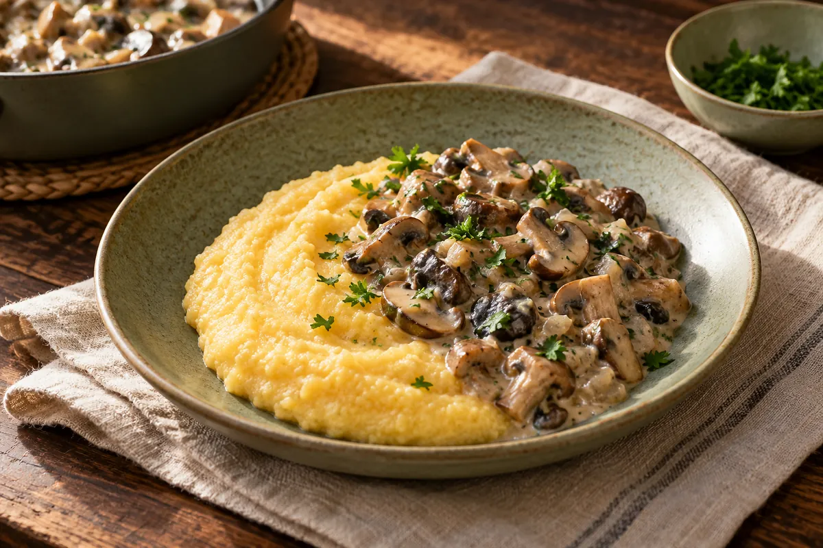 Pilzragout mit Polenta