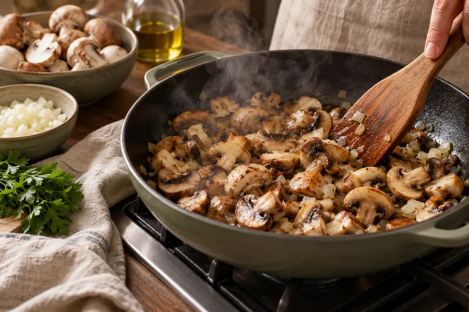 Pilzragout mit Polenta: Pilze rösten