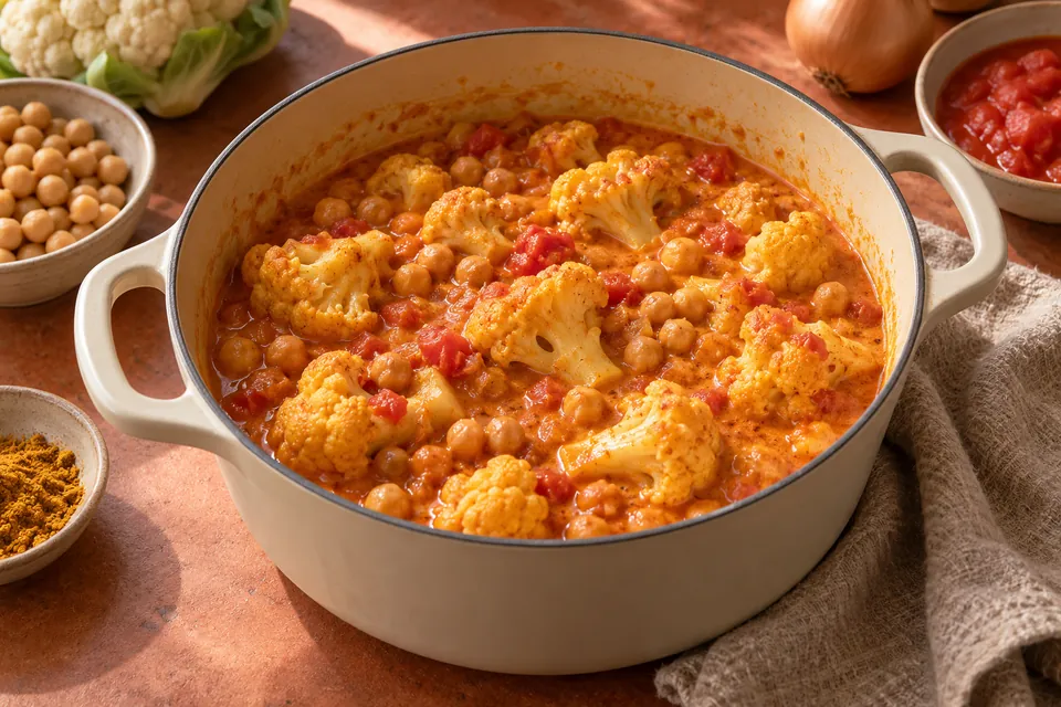 Blumenkohl-Kichererbsen-Curry: fertige Sauce